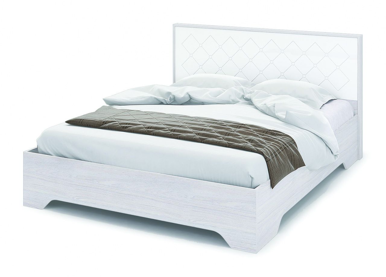 "Сальма спальня" Кровать 1400 с подъемником КР 025, Анкор/мдф белый глянец